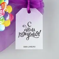 Мешочек подарочный из фатина с термонаклейкой &laquo;С днем рождения&raquo;, 11 х 16 см +/- 1.5 см