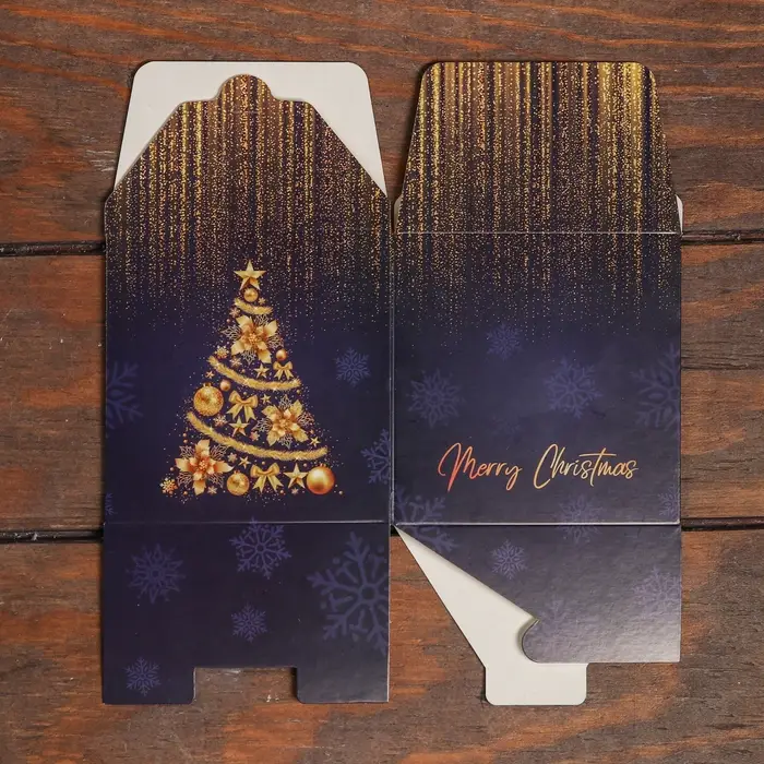 Коробка складная, подарочная новогодняя Merry christmas 10&times;10&times;10 см