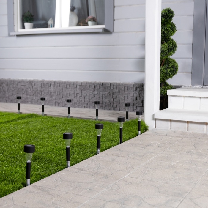 Набор садовых светильников на солнечной батарее &laquo;Трапеция&raquo;, 4.5 &times; 30 &times; 4.5 см, 1 LED, свечение белое, 10 шт.