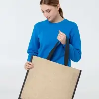 Холщовая сумка для покупок Bagari с черной отделкой