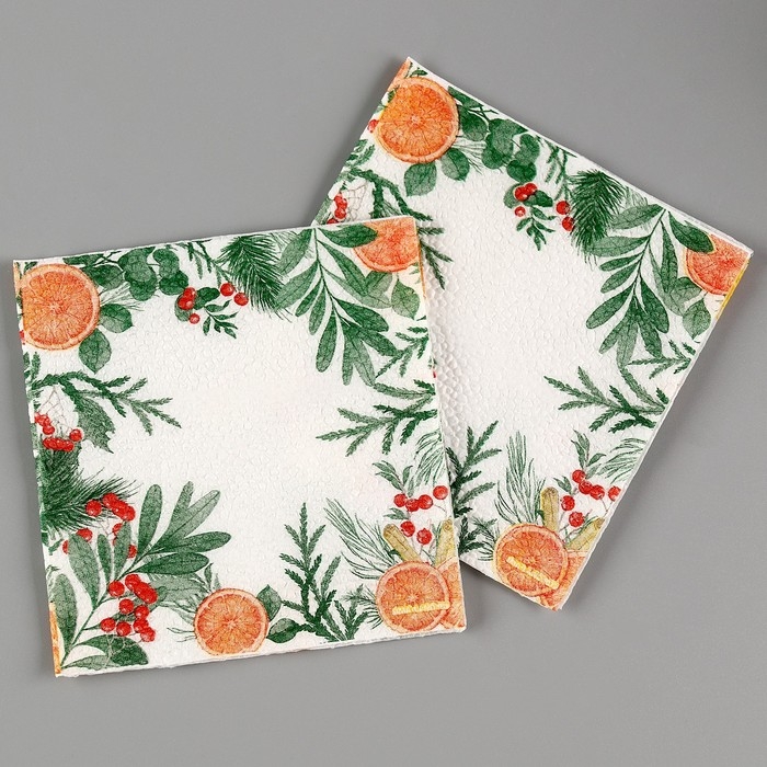 Салфетки бумажные &laquo;Новогодний аромат&raquo;, однослойные, 24х24 см, 20 шт., на новый год