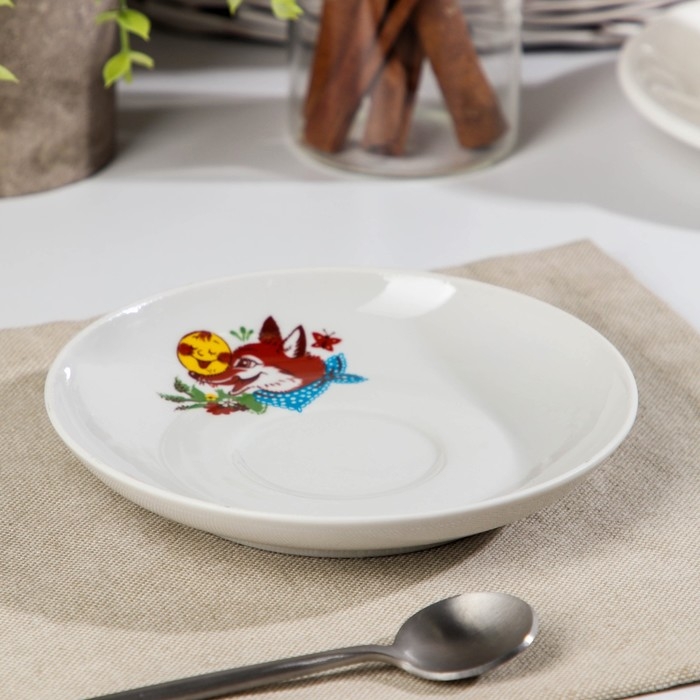 Блюдце чайное фарфоровое &laquo;Веселый Колобок&raquo;, d=14 см, микс