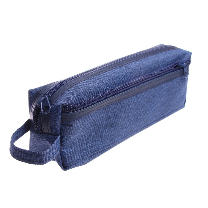 Пенал школьный на молнии "Джинс", 2 отделения, МИКС