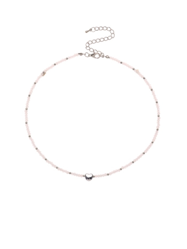 Чокер &laquo;Сердце&raquo; бусина №4, цвет белый в серебре, 35 см