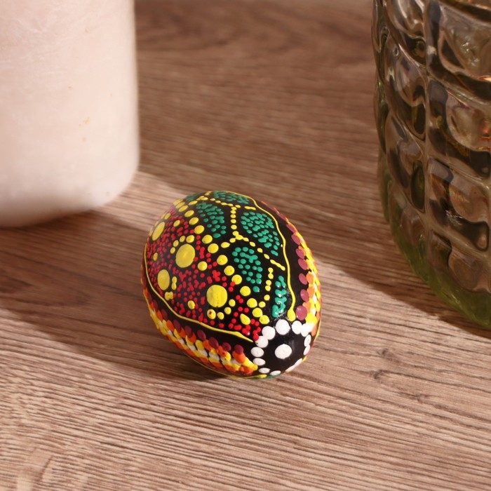 Сувенирный музыкальный инструмент Маракас "Яйцо с узором - точечная роспись" 7х5х5 см