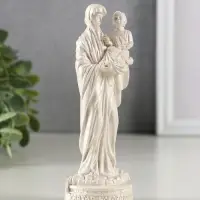 Фигура гипс "Дева Мария с младенцем", 14х5 см, перламутр