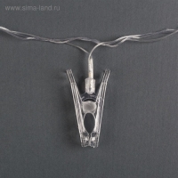 Гирлянда &laquo;Нить&raquo; 4.5 м с насадками &laquo;Прищепки&raquo;, IP20, прозрачная нить, 20 LED, свечение синее, 220 В