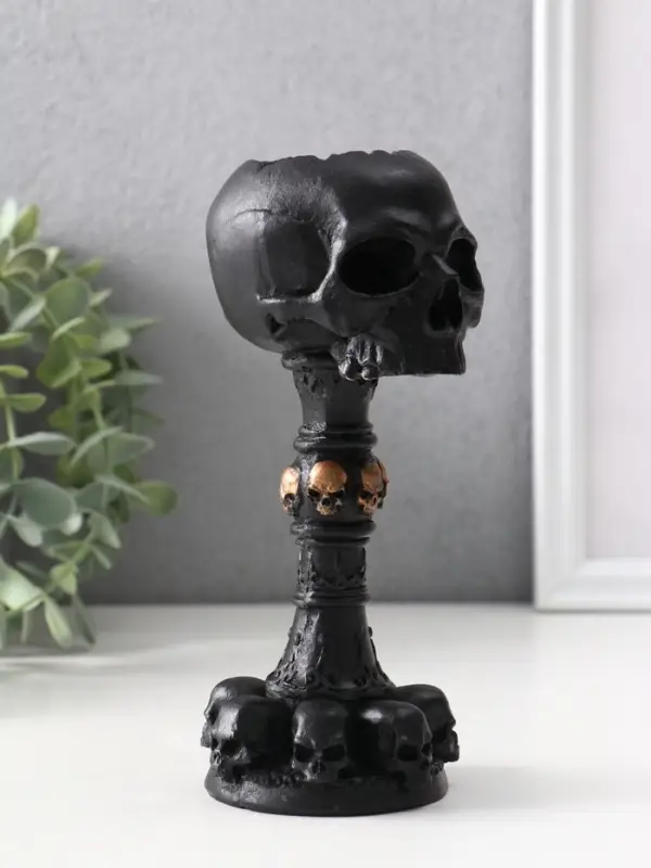 Подсвечник &laquo;Череп на ножке&raquo;, 16&times;6.5&times;7.5 см, чёрный