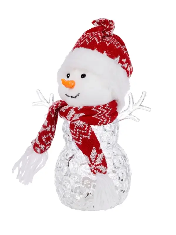 Фигура &laquo;Снеговик в красном&raquo; 28 см, 1 LED, от батареек ААА&times;3, свечение тёплое белое