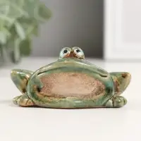 Сувенир керамика "Зеленая лягушка со сложенными лапками" 4,6х9х5,6 см
