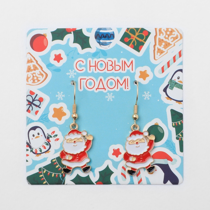 Новый год! Серьги &laquo;Новогодние&raquo; весёлый снеговик, цветные в золоте