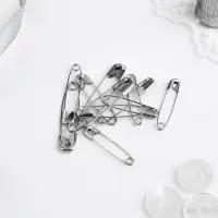 Набор булавок английских, 28/32/38 мм, 12 шт., цвет серебряный