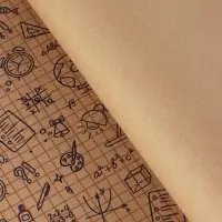 Бумага упаковочная крафт &laquo;Школьная пора&raquo;, коричневый/синий на коричневом фоне 0.7&times;10&plusmn;5%м