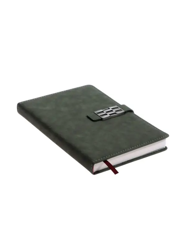 Ежедневник недатированный формат А5, с хлястиком, 112л, линия, пвх, Зеленый