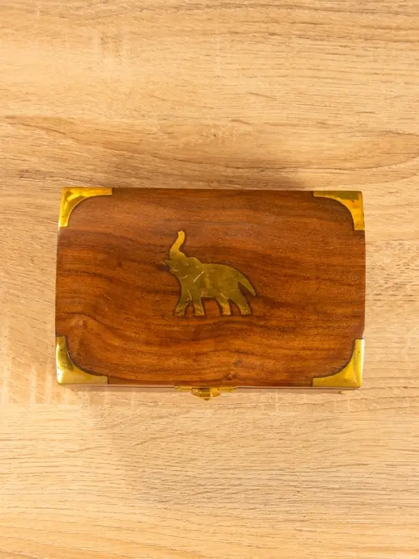 Шкатулка "Слон" 15,5х10х7 см, дерево шишам, латунь