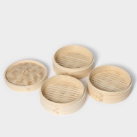 Пароварка Доляна &laquo;Восточная кухня&raquo;, 3 этажа, d=21 см, бамбук