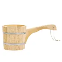 Ковш-черпак из липы 1.5л, 49 см, нержавеющий обруч, с горизонтальной ручкой