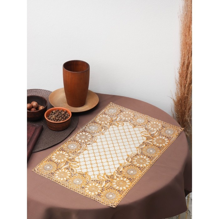 Салфетка сервировочная на стол &laquo;Подсолнухи&raquo;, 45&times;30 см, цвет золотой