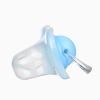 Соска-пустышка ортодонтическая, силикон, от 6 мес., с колпачком, цвет голубой микс