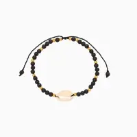 Браслет "Моана" камень пирит, длина 16 см, цв. чёрный