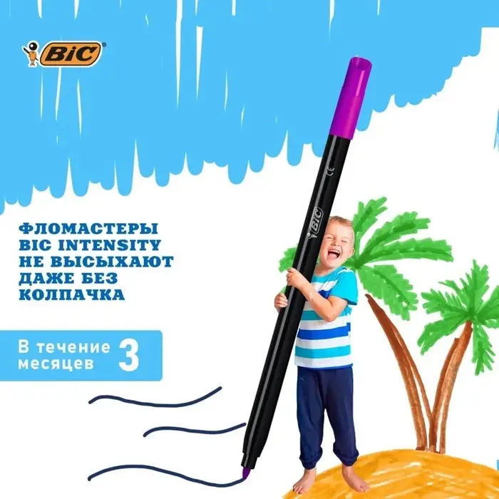 Цветные фломастеры 12 цветов, для подростков и взрослых, тонкое письмо, BIC Color Up