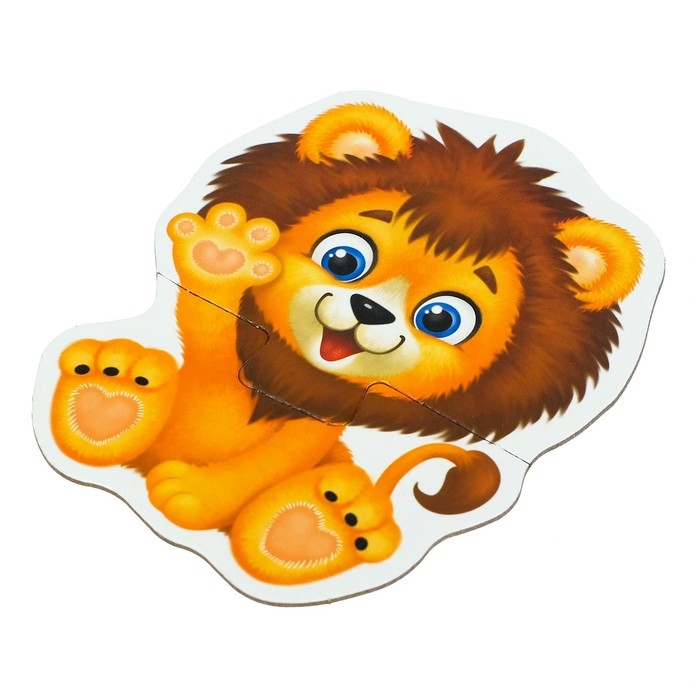 Макси-пазлы &laquo;Весёлые зверята&raquo;, 5 пазлов, 10 деталей