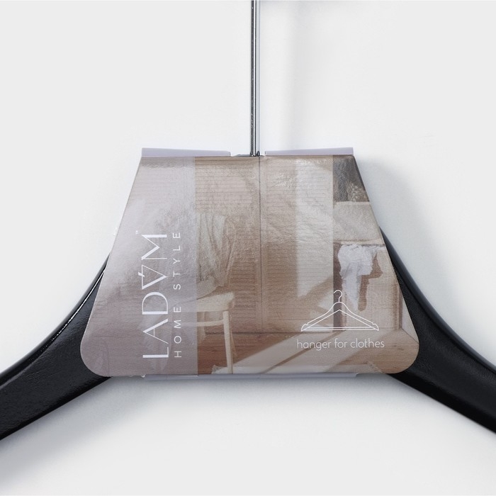 Плечики - вешалка с перекладиной LaDо́m Bois, антивандальные, широкие плечики, деревянные сорт А, 44,5&times;1,2&times;21,5 см,