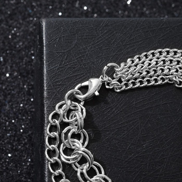 Браслет металл &laquo;Цепь&raquo; сердце объёмное, цвет серебро, 18 см