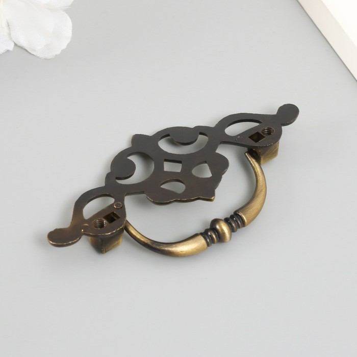 Ручка для шкатулки металл "Узорная" под медь 3,8х9,5 см