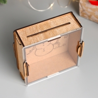 Новогодняя копилка с акрилом "Снеговик" 12х12х4 см