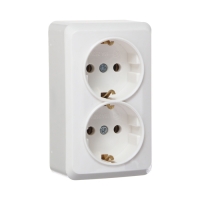 Розетка двухместная Luazon Lighting "Лига", 16 А, накладная, с з/к, белая