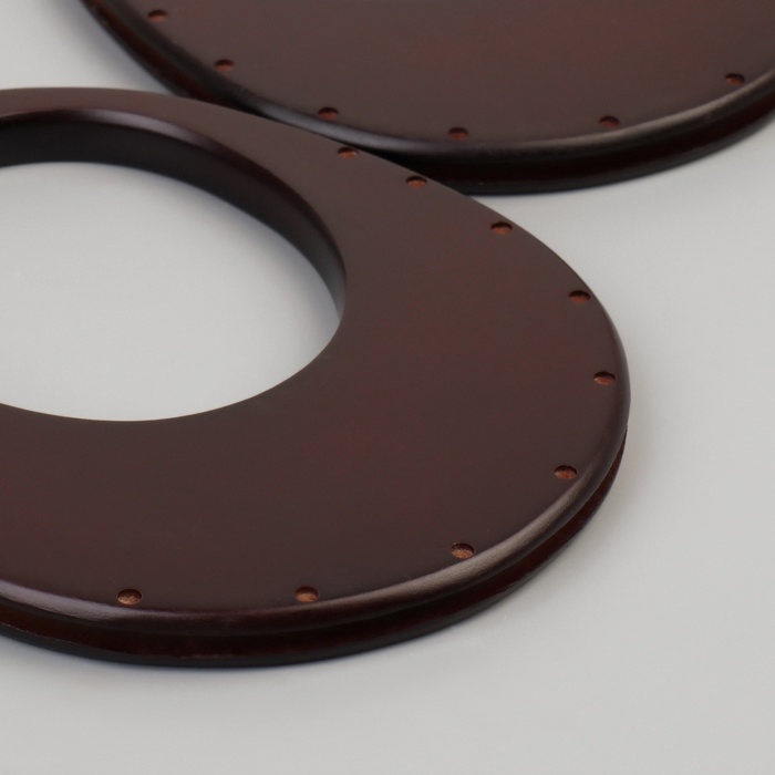 Ручки для сумки деревянные, d = 18 &times; 14,5 / 9 &times; 10,5 см, 2 шт, цвет коричневый