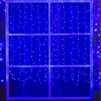 Гирлянда &laquo;Занавес&raquo; 2 &times; 1.5 м, IP44, УМС, белая нить, 360 LED, свечение синее, 220 В