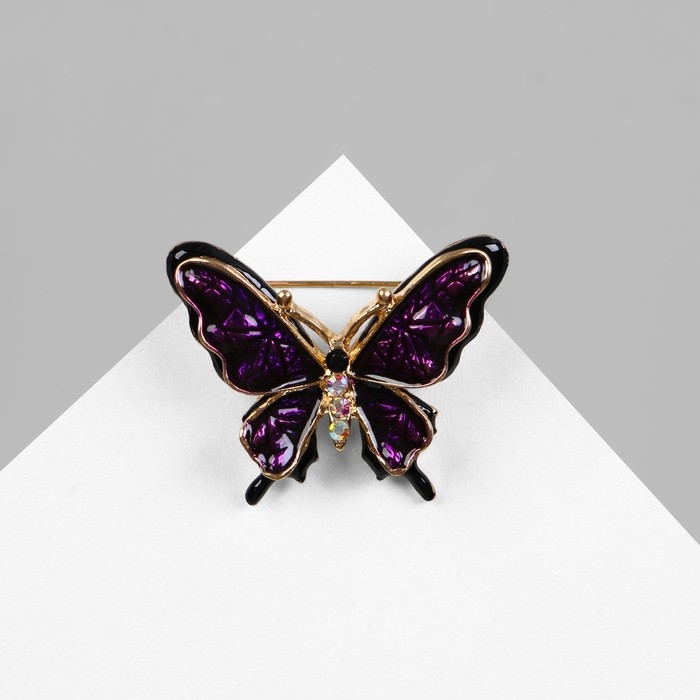 Брошь &laquo;Бабочка&raquo; дарк, цвет чёрно-фиолетовый в чернёном золоте