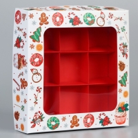 Коробка под 9 конфет &laquo;Сладкого Нового года&raquo;, 14.7 х 14.7 х 3.5 см, Новый год