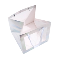 Пакет для торта с квадратным дном и окном, голографический, 25 х 25 х 25 см