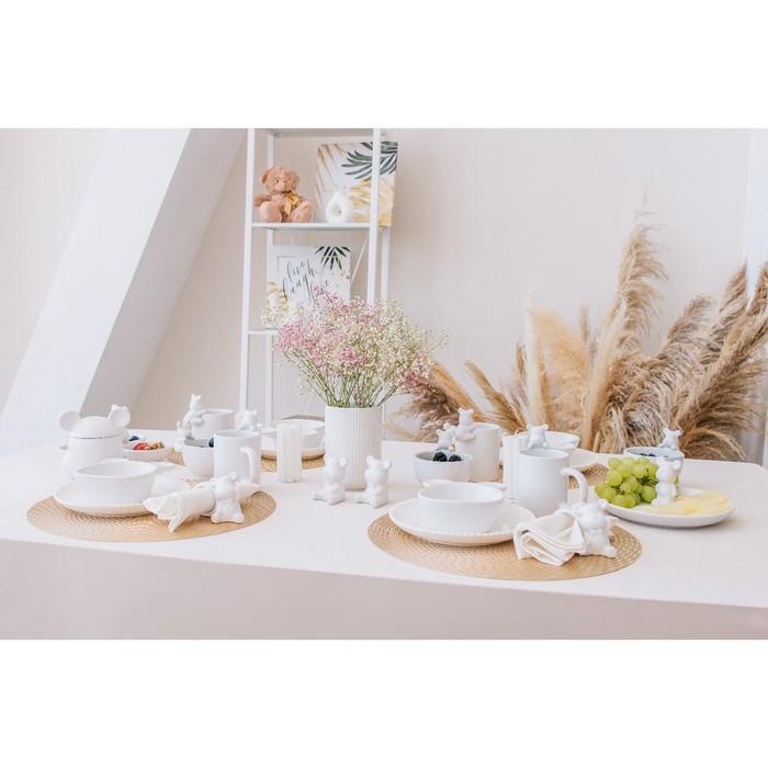 Конфетница керамическая Доляна &laquo;Мишка Отто&raquo;, 290 мл, 15&times;12&times;5 см, цвет белый