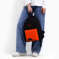 Рюкзак школьный молодёжный, отдел на молнии, наружный карман, цвет чёрный/оранжевый