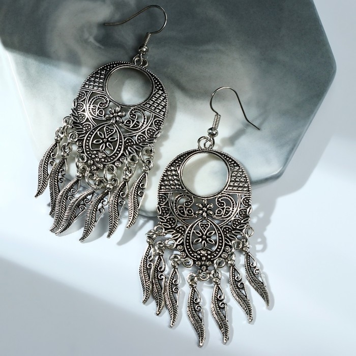 Серьги металл &laquo;Восток&raquo; богатство, цвет чернёное серебро