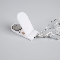 Гирлянда &laquo;Мишура&raquo; 1.2 м роса с насадками &laquo;Кристаллы&raquo;, IP20, серебристая нить, 20 LED, батарейки CR2032х2 (в комплекте), свечение тёплое белое