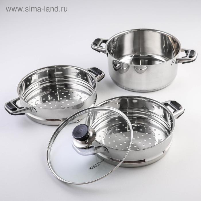 Мантоварка &laquo;Алтын&raquo;, 10,7 л, d=24 см, 2 секции, капсульное дно, стеклянная крышка, индукция