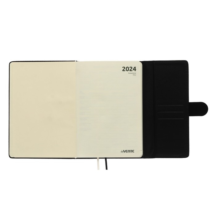 Ежедневник датированный 2024 A5 176 листов, deVENTE.Tudor, твёрдая обложка из искусственной кожи, ляссе, кремовый блок 70 г/м2, чёрный