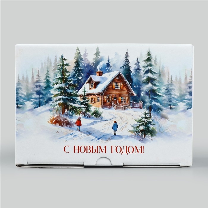 Коробка подарочная новогодняя складная &laquo;Новогодняя акварель&raquo;, 22 х 15 х 10 см, Новый год