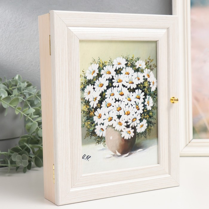 Ключница "Ромашки" 19х24 см молочный дуб МИКС