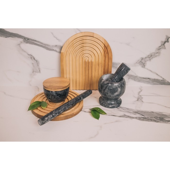 Скалка из мрамора Magistro, 25&times;2,2 см, цвет чёрный