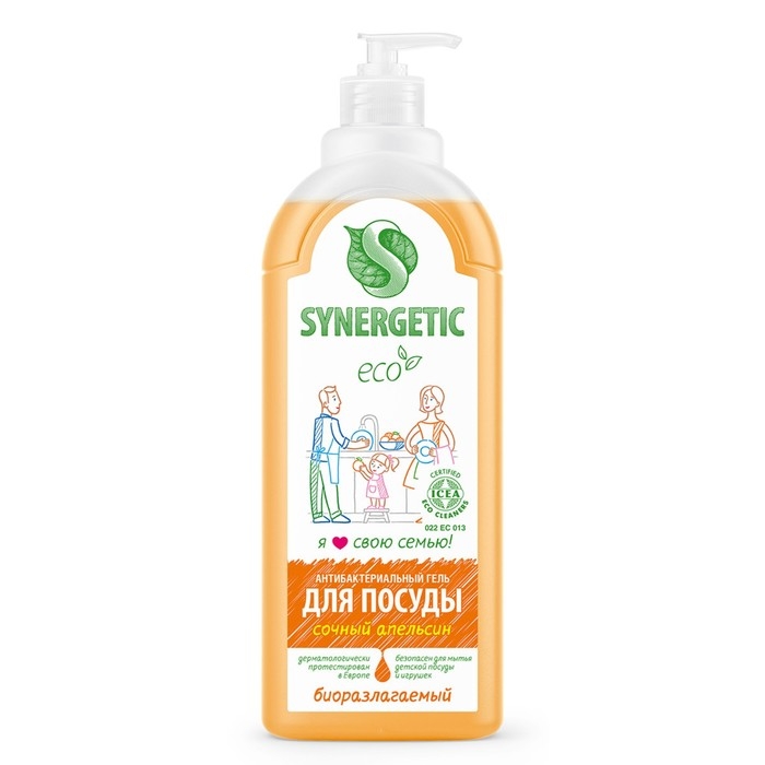 Средство для мытья посуды Synergetic "Апельсин", с антибактериальным эффектом, 1 л
