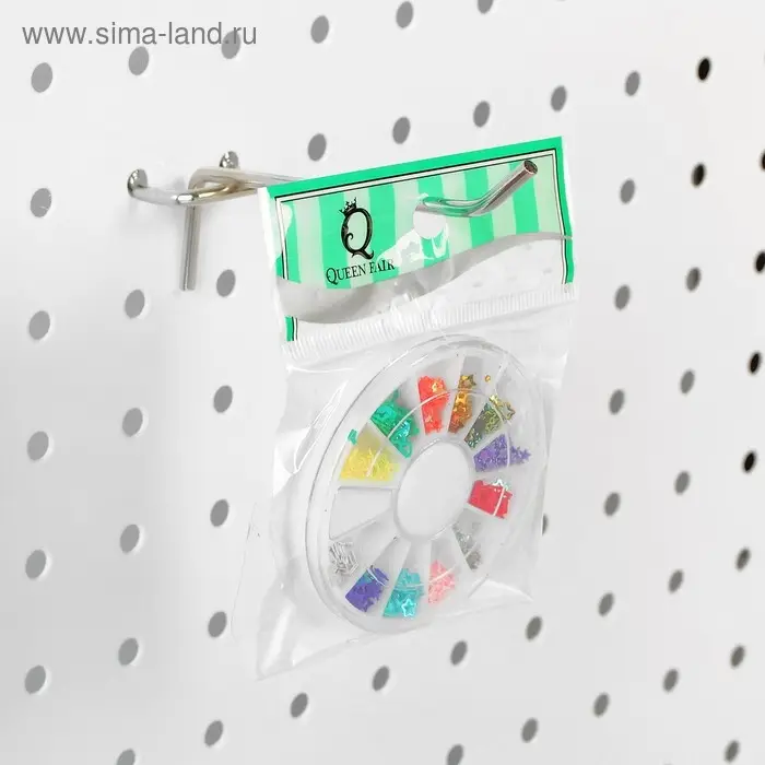 Крючок одинарный для металлической перфорированной панели, d=3.5 мм, L=10 см, цвет хром