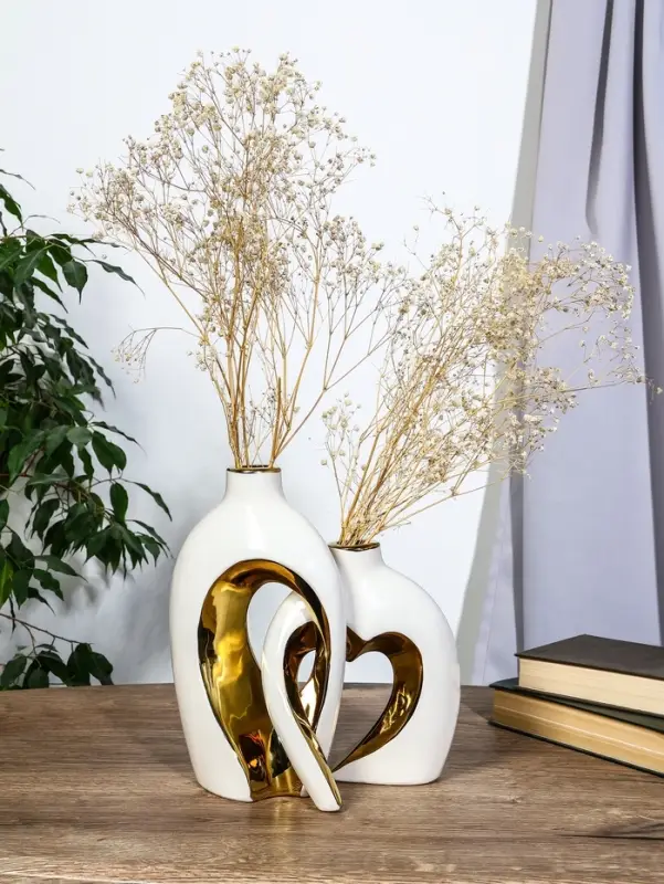 Ваза керамика настольная "Лари" (набор 2 шт) h=26х23, d=4 см, белый