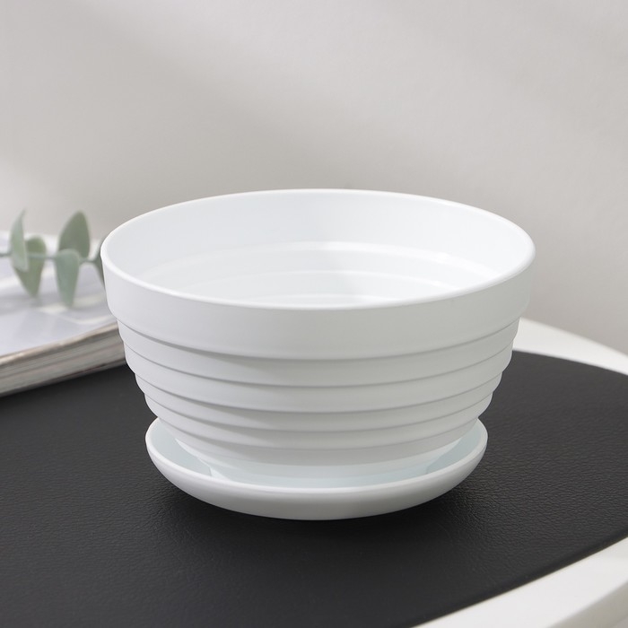 Горшок для цветов с поддоном &laquo;Алиса&raquo;, 0,5 л, цвет белый