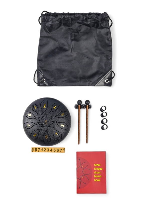 Глюкофон - музыкальный инструмент, цветок черный, 11 лепестков, 18 х 18 х 11 см